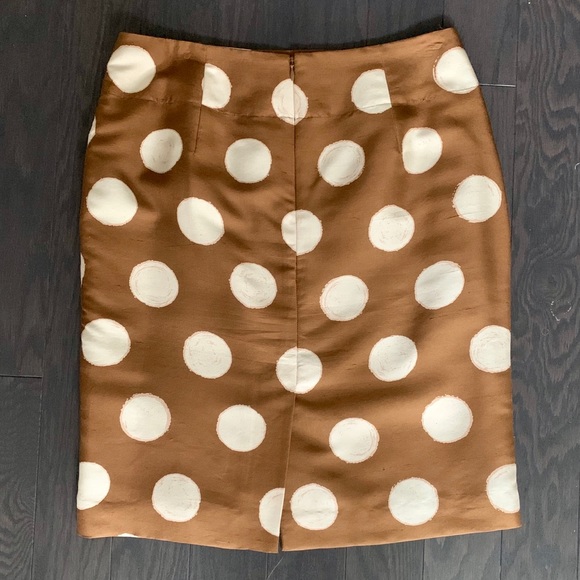 Banana Republic Caramel/Cream Polkadot Silk Skirt - Picture 3 of 6